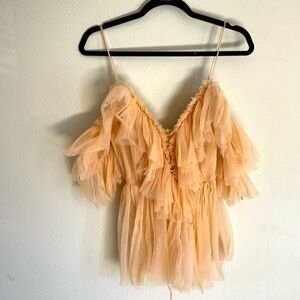 Ruffle top, tie top , size m